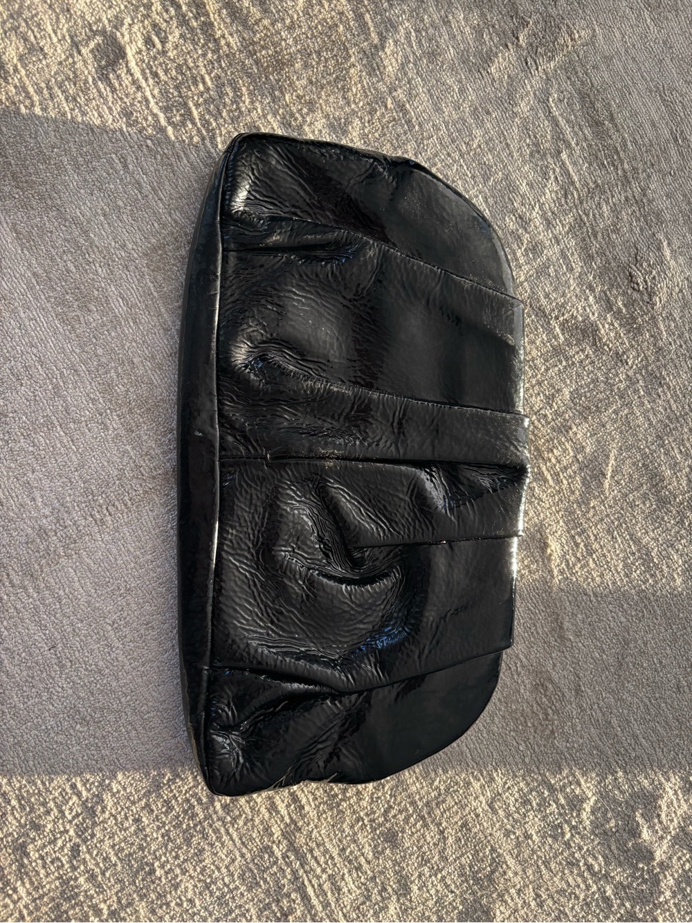 Women’s  Black Patent Leather Clutch Bag - Sleek Soft Panel Design